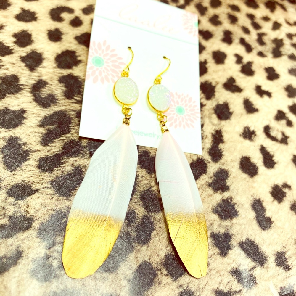 Laalee Feather Dipped Earrings pink/gold